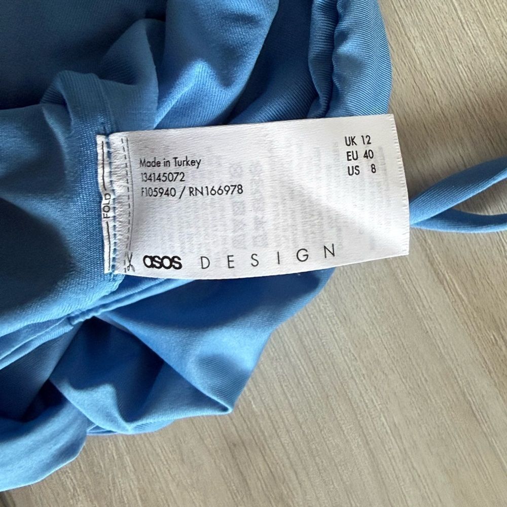 ASOS Design Long Line Tankini Bikini Top Blue Size 8 NWT - Picture 6 of 8